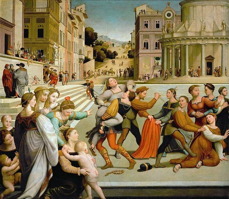שמעון ולוי לוקחים את דינה וטובחים באנשי שכם. ציור של ג'וליאנו בוג'רדיני, 1554