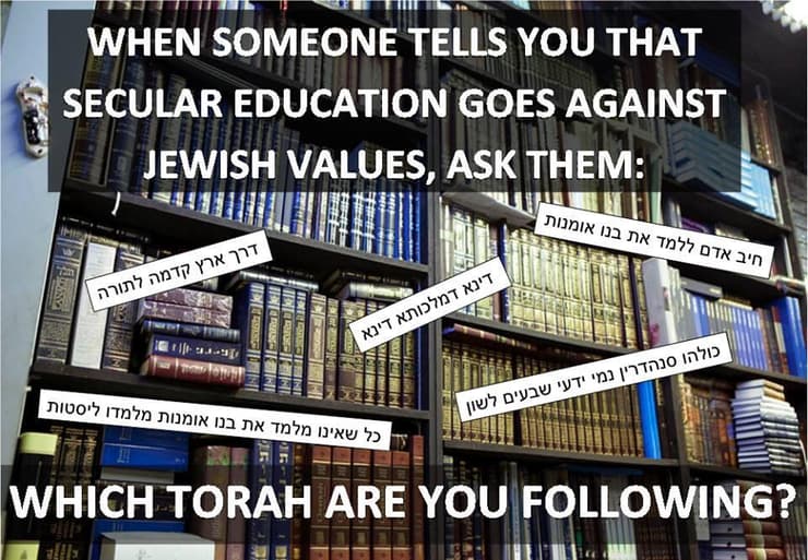 לא נגד הערכים היהודיים. פוסט ברשת החברתית בעד רכישת השכלה כללית