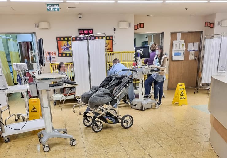 סורוקה. התפוסה במחלקות הילדים מלאה או עוברת את ה-100 אחוז (צילום: חיים הורנשטיין) סורוקה ילדים מסדרון