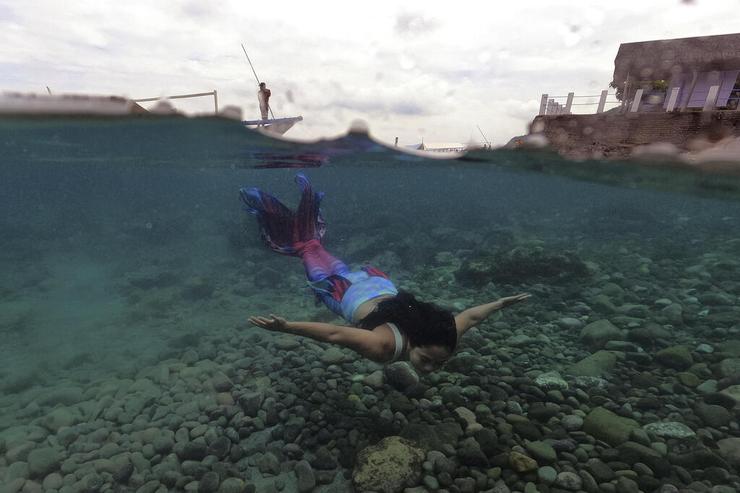 תמונות השנה 2022 ג'ניקה שוחה בחליפת בת הים שלה ב פיליפינים