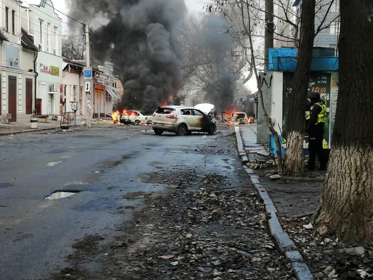נזקי מתקפה רוסית על העיר חרסון בדרום אוקראינה מלחמה מול רוסיה