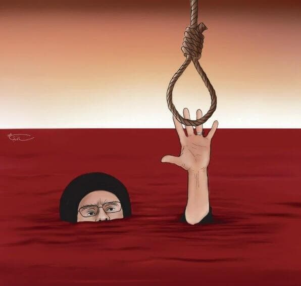 קריקטורה של המנהיג העליון שחל איראן עלי חמינאי שפרסם העיתון הצרפתי שרלי הבדו