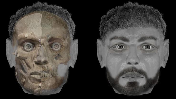 שחזור הפנים של קורבן הרצח של בצ'יטיליו, שנרצח בתקופה שבין המאה ה-11 למאה ה-13, במה שנראה כמו התקפת פתע