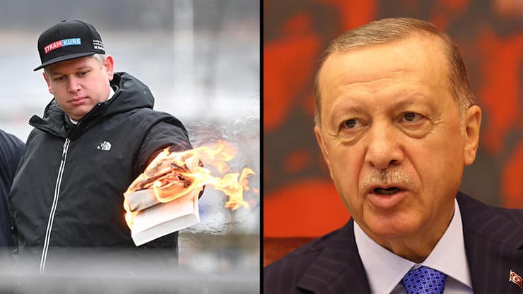 ספר קוראן הוצת ב הפגנה נגד טורקיה ב שטוקהולם שבדיה