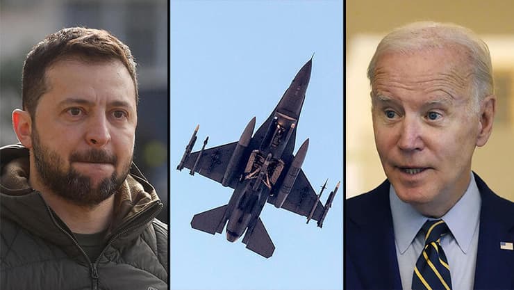 ביידן, זלנסקי ומטוס קרב מדגם F-16. "החלום" של זלנסקי   