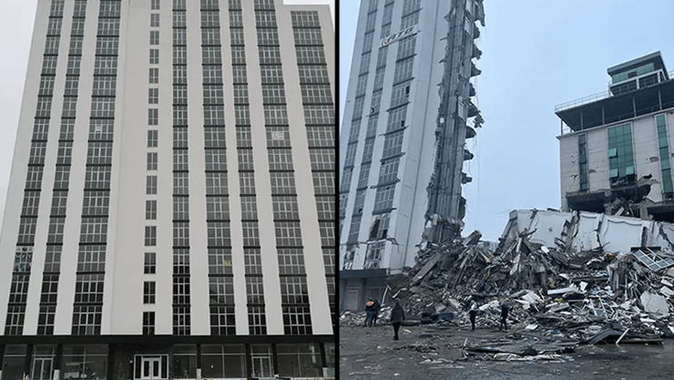 בניין שקרס ב איסקנדרון טורקיה רעש רעידת אדמה אף שנבנה ב-2019