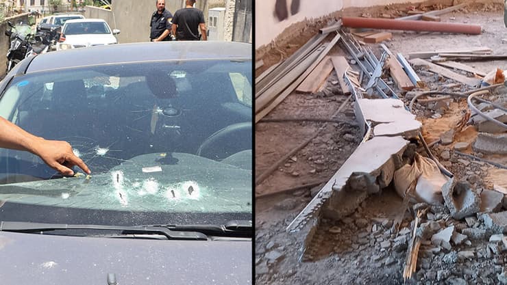  הנזקים בביתו וברכבו של כתב ynet וידיעות אחרונות, לאחר פיצוץ מטען החבלה והירי
