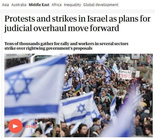  כותרות אתרי חדשות בעולם סיקור המחאה ב ישראל מהפכה משפטית ירושלים הפגנה