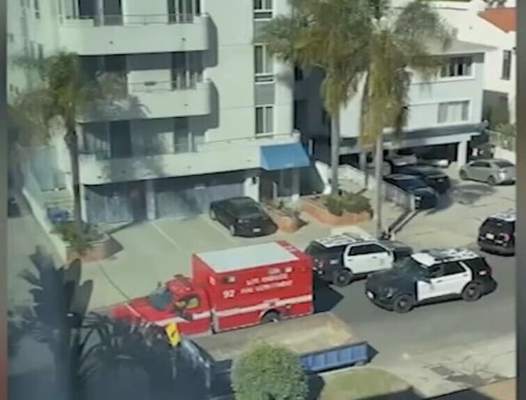 זירת ירי ב לוס אנג'לס ב-15 בפברואר שבו נפצע יהודי שיצא מ בית כנסת ארה"ב