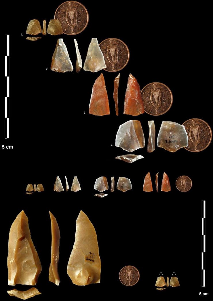 מספר דוגמאות לראשי החצים שהוכנו על ידי הומו סאפיינס לפני כ-54 אלף שנים, שממחישות את גודלן המזערי