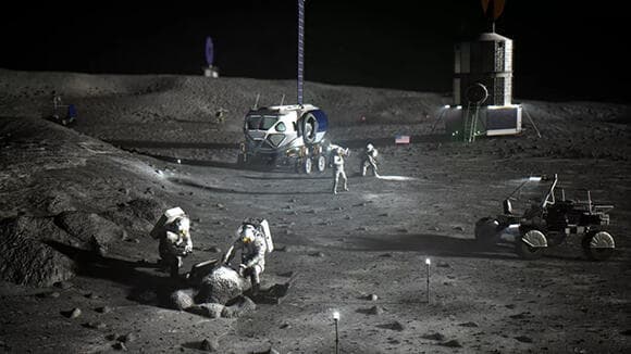 שיתוף פעולה עם מדינות נוספות ועם חברות פרטיות. הדמיה של פעילות אסטרונאוטים על הירח במסגרת תוכנית ארטמיס