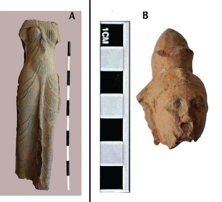 פסל של המלכה ארסינואי השנייה (בתו של תלמי הראשון) שהתגלה במהלך החפירות בתל טימאי