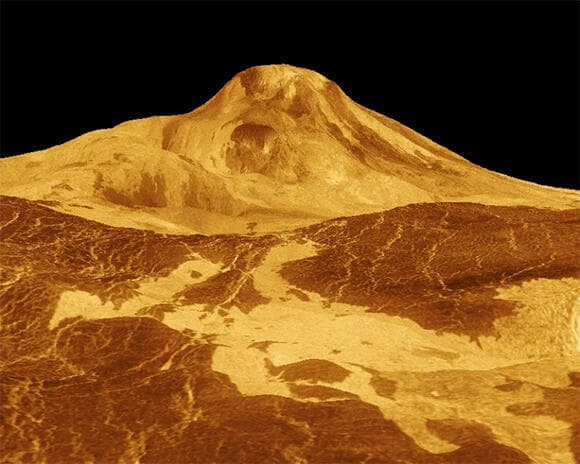 עדיין פעיל? הדמיה של ההר מאאט על כוכב הלכת נוגה, על פי נתוני המכ"מ של החללית מגלן