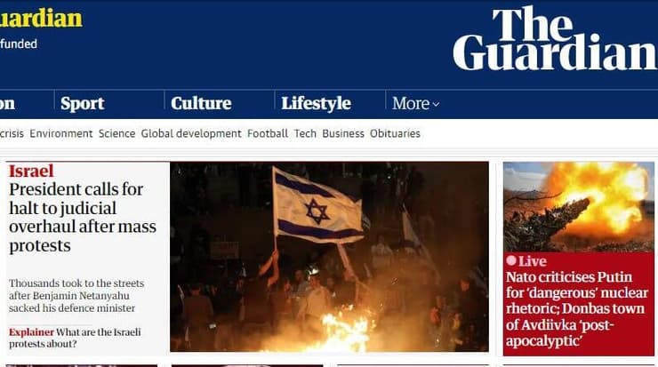 סיקור בעולם מחאה ב ישראל מהפכה משפטית ו פיטורי גלנט ב עולם