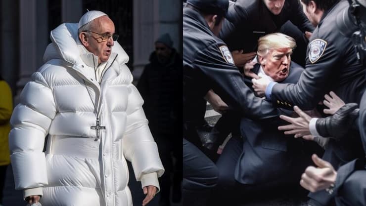 האפיפיור ודונלד טראמפ בתמונות שנוצרו על ידי Midjourney 5
