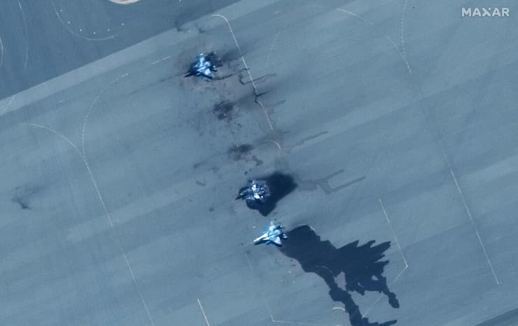מטוסי קרב שניזוקו בצילום לוויין מבסיס צבאי בשם מרווה בצפון סודן 