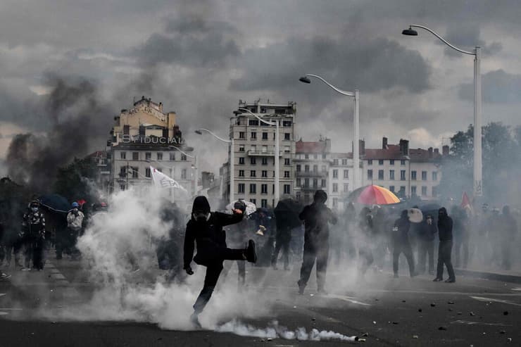 ליון הפגנה עימותים 1 במאי צרפת