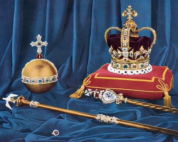 תכשיטי הכתר שמוחזקים ב מגדל לונדון: שרביט אדוארד הקדוש , כתר אדוארד הקדוש ו גלובוס הריבון