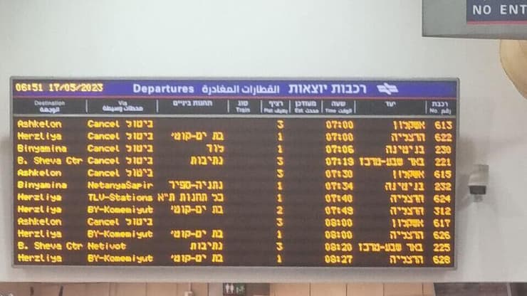 לוח רכבות בתחנת אשדוד עד הלום