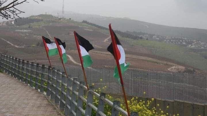 דגלי פלסטין על גבול לבנון היום