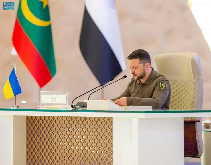 נשיא אוקראינה וולודימיר זלנסקי נאום פסגת הליגה הערבית ב ג'דה סעודיה