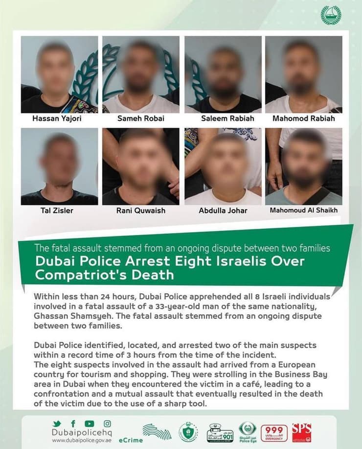 הישראלים החשודים ברצח  גסאן שמסיה בדובאי