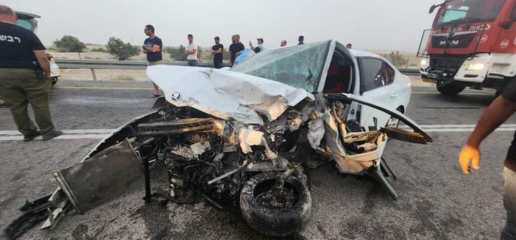 זירת התאונה בכביש 90 סמוך צומת בית הערבה