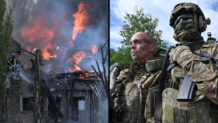 חצי חצי חיל המתנדבים הרוסי  גבול רוסיה ו מתקפת טילים מרפאה ב דניפרו אוקראינה