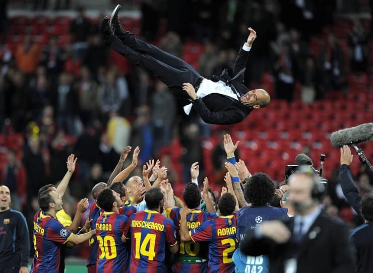 פפ גווארדיולה מאמן ברצלונה גמר ליגת האלופות 2011