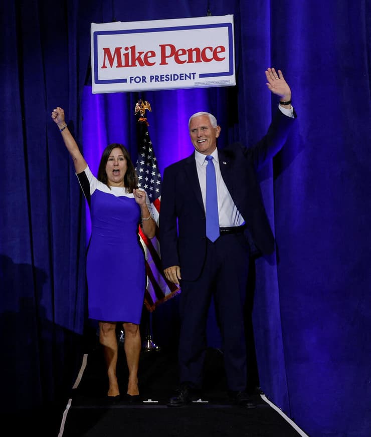 מייק פנס השקת קמפיין בחירות 2024 מדינת אייווה ארה"ב