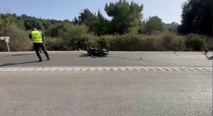 זירת תאונת הדרכים בין אופנוע לרכב בכביש 899, סמוך למושב יערה
