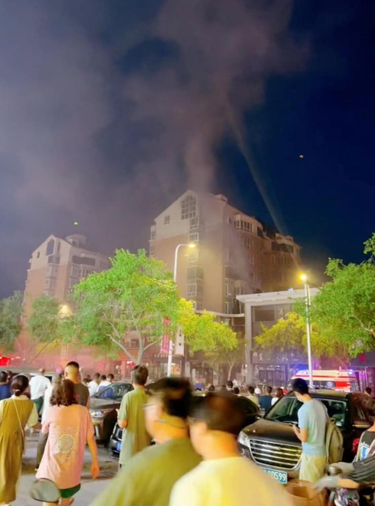 זירת פיצוץ גז ב מסעדה בעיר יינצ'ואן בצפון-מערב סין