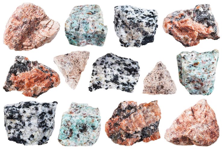 סוגים שונים של סלעי גרניט