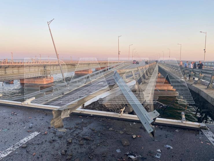 תמונות לא מאומתות של נזקי הפיצוצים בגשר בחצי האי קרים רוסיה