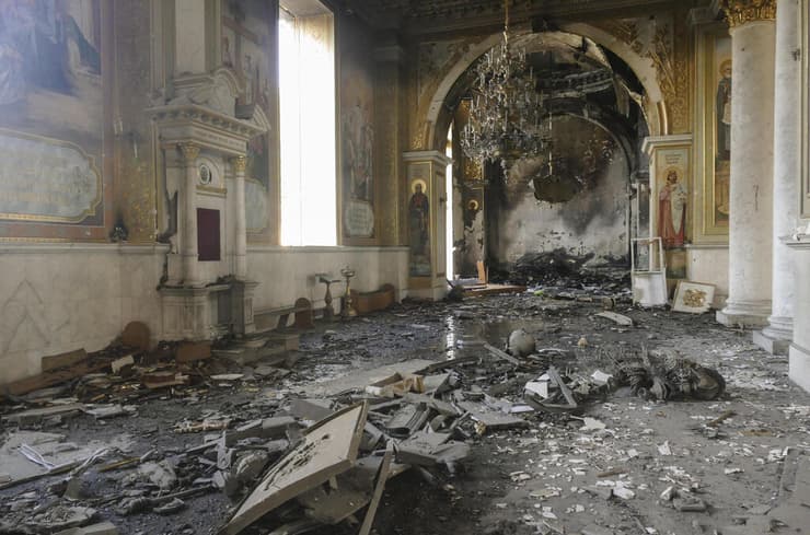 אוקראינה אודסה קתדרלה שנהרסה ב הפצצה רוסית רוסיה 