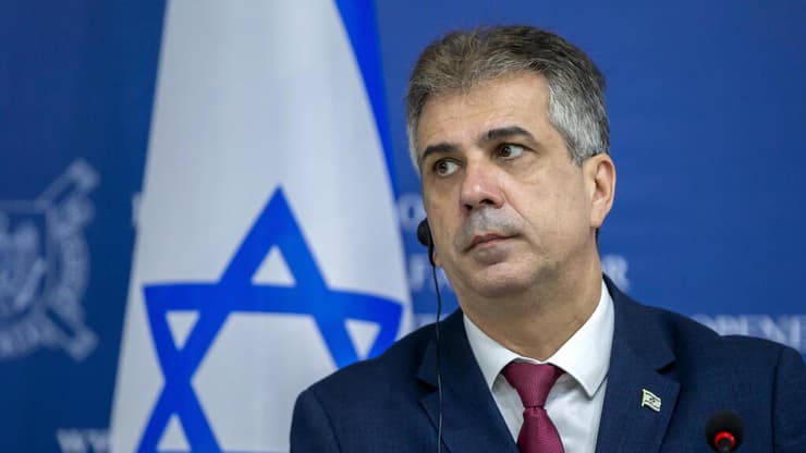 שר החוץ אלי כהן מסיבת עיתונאים ב מולדובה