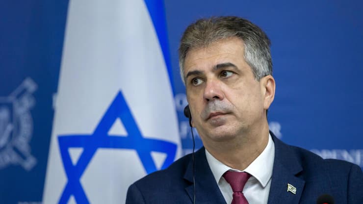 שר החוץ אלי כהן מסיבת עיתונאים ב מולדובה