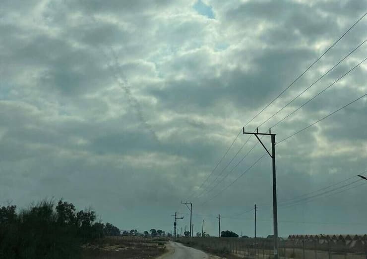תמונה המתעדת את יירוט המזל"ט של חמאס במרחב האווירי ממערב לרפיח, בדרום רצועת עזה