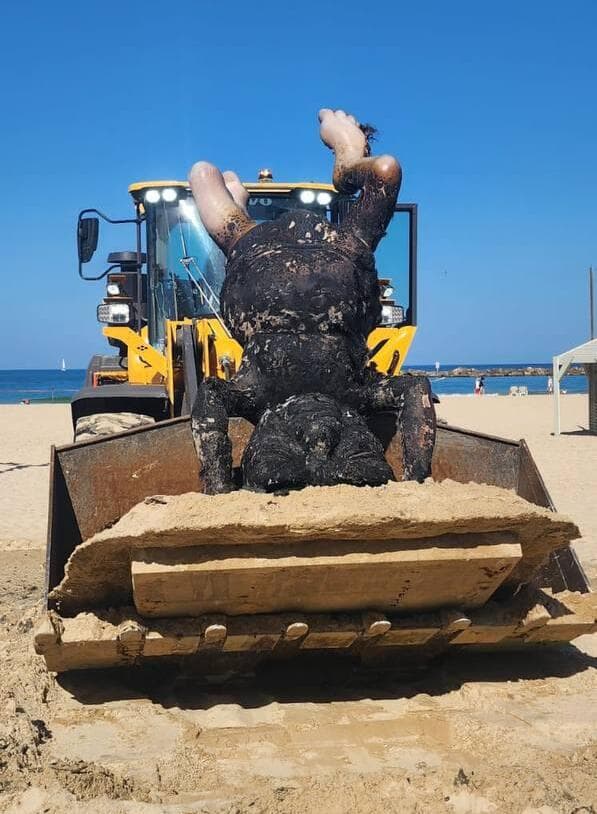 פסל דוד בן גוריון שהוצת בחוף הים בתל אביב, מפונה על ידי העירייה