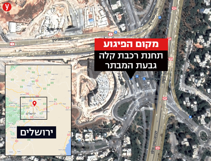 מפת זירת פיגוע הדקירה ברכבת הקלה בירושלים