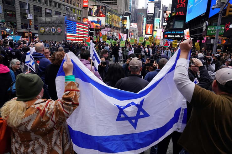 מפגינים בעד ישראל טיימס סקוור ניו יורק ארה"ב