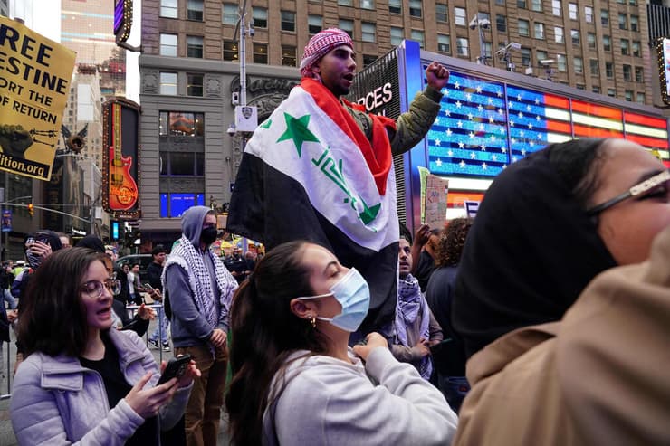 הפגנה נגד ישראל טיימס סקוור ניו יורק