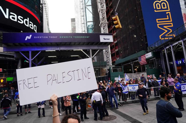 הפגנה נגד ישראל טיימס סקוור ניו יורק