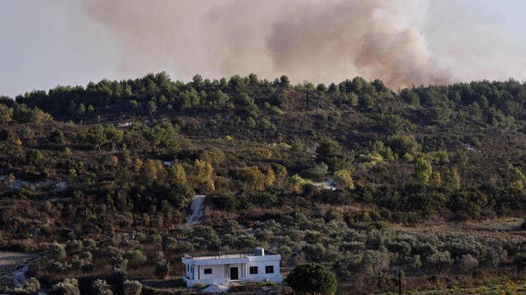 עשן באזור עלמא אל שעב בדרום לבנון