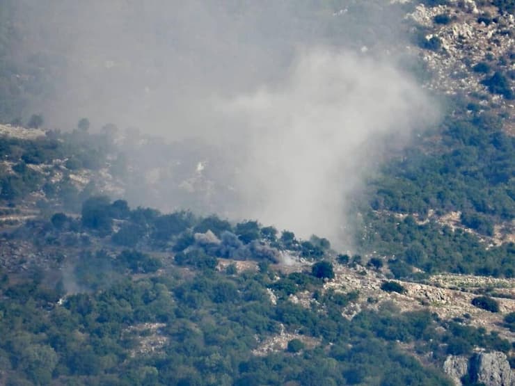 לפי דיווח פלסטיני: תיעוד מהפצצות ישראליות בגבול לבנון