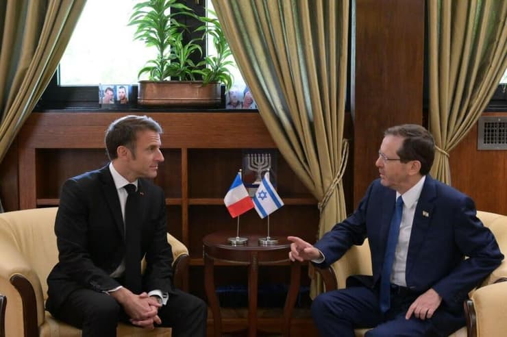 נשיא המדינה יצחק הרצוג פגישה עם נשיא צרפת עמנואל מקרון