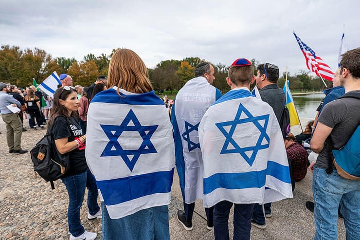 הפגנת תמיכה בישראל באנדרת לינקולן בוושינגטון בצל המלחמה