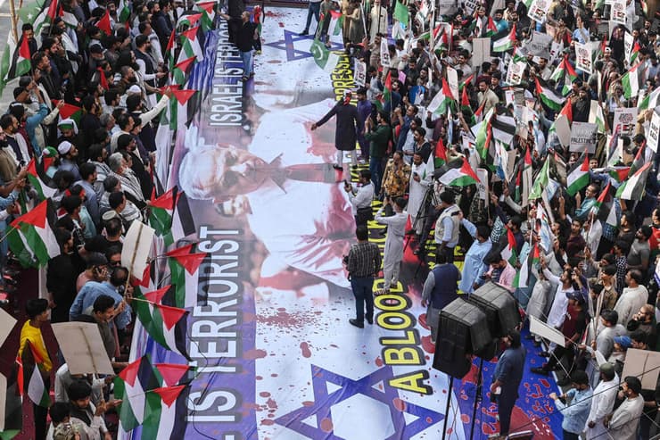 מחאה פרו-פלסטינית בלאהור פקיסטן