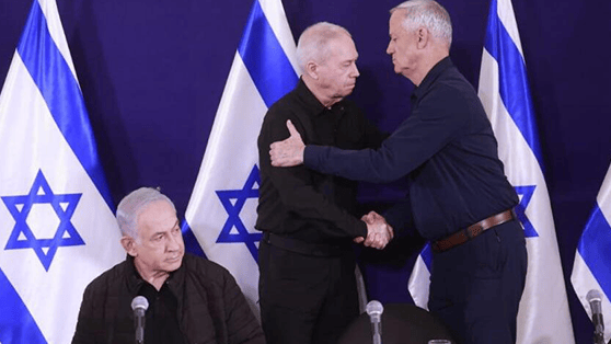 מסיבת עיתונאים של ראש הממשלה בנימין נתניהו, שר הביטחון יואב גלנט ובני גנץ