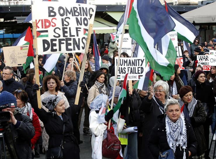 זגרב קרואטיה הפגנה פרו פלסטינית נגד ישראל